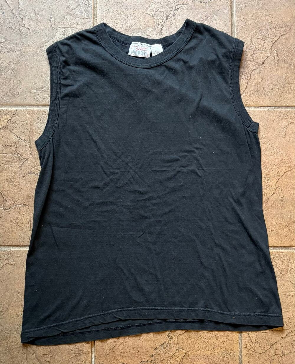 Vintage Van Cort Muscle Tank Top XL Black Blank Sleeveless USA Made 80s-90s